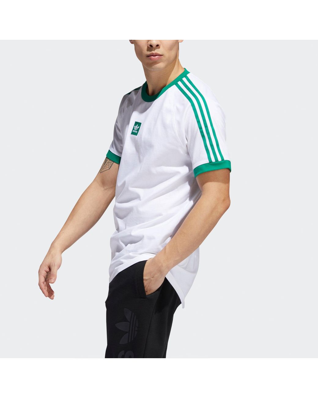 Adidas Blue Originals Printing Casual Sports Round Neck Short Sleeve for men
