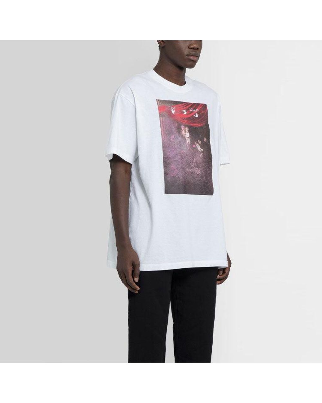 Off-White c/o Virgil Abloh Red Printing Solid Color Short Sleeve for men