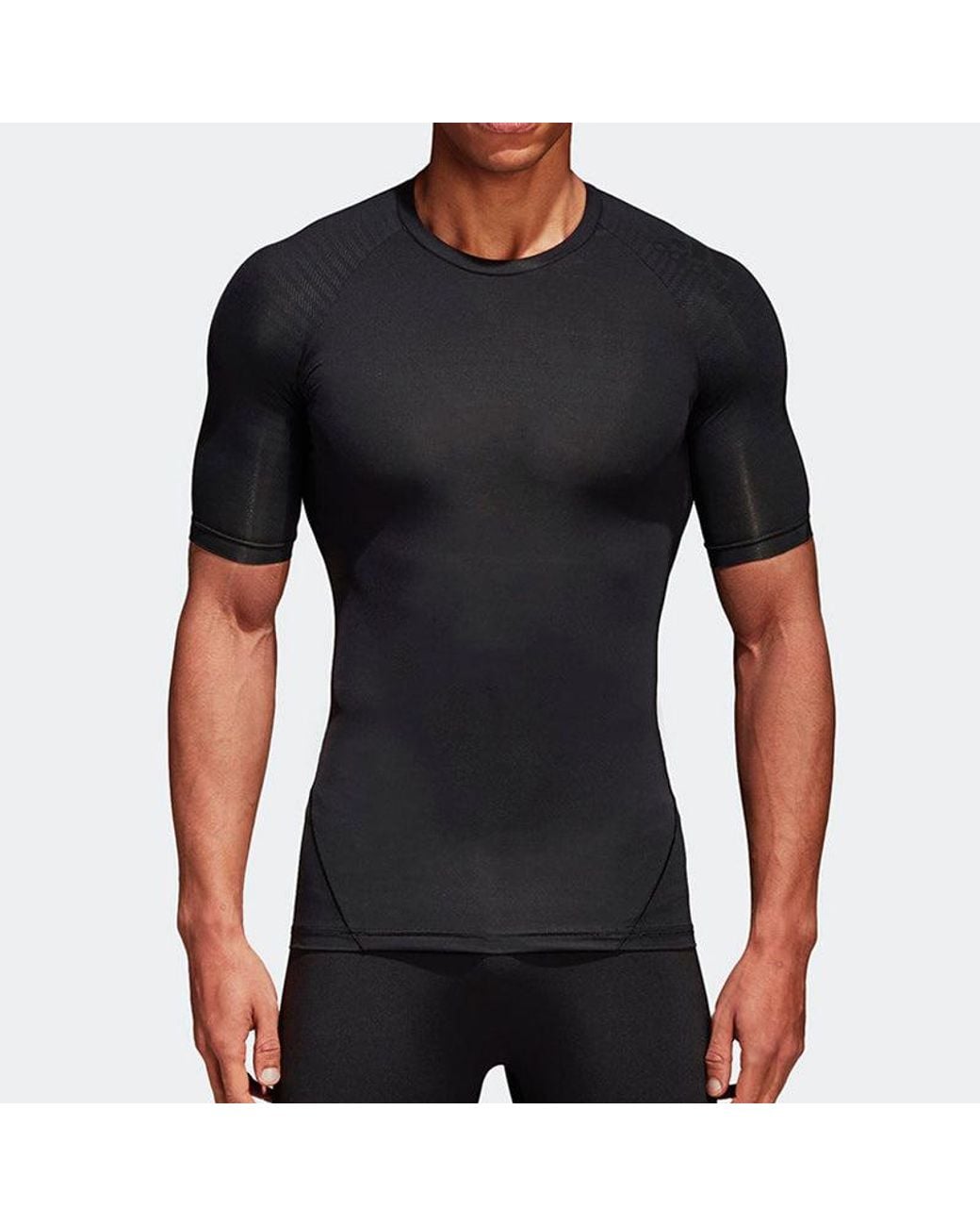 Adidas Black Ask Tec Tee Ss Tight Gym Sports Short Sleeve for men
