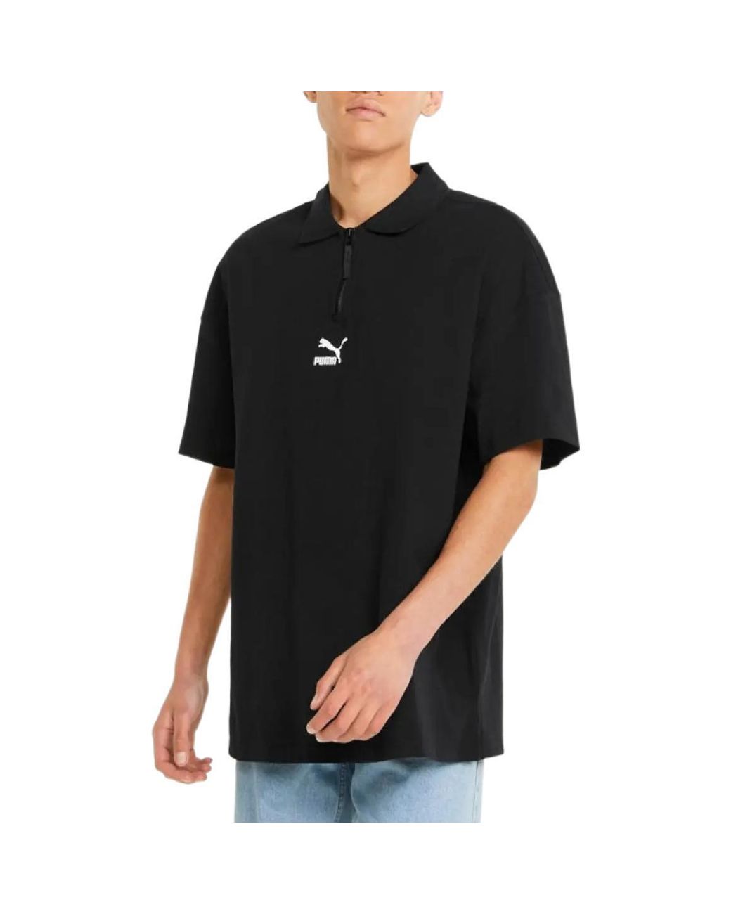 PUMA Black Logo Polo Shirt for men