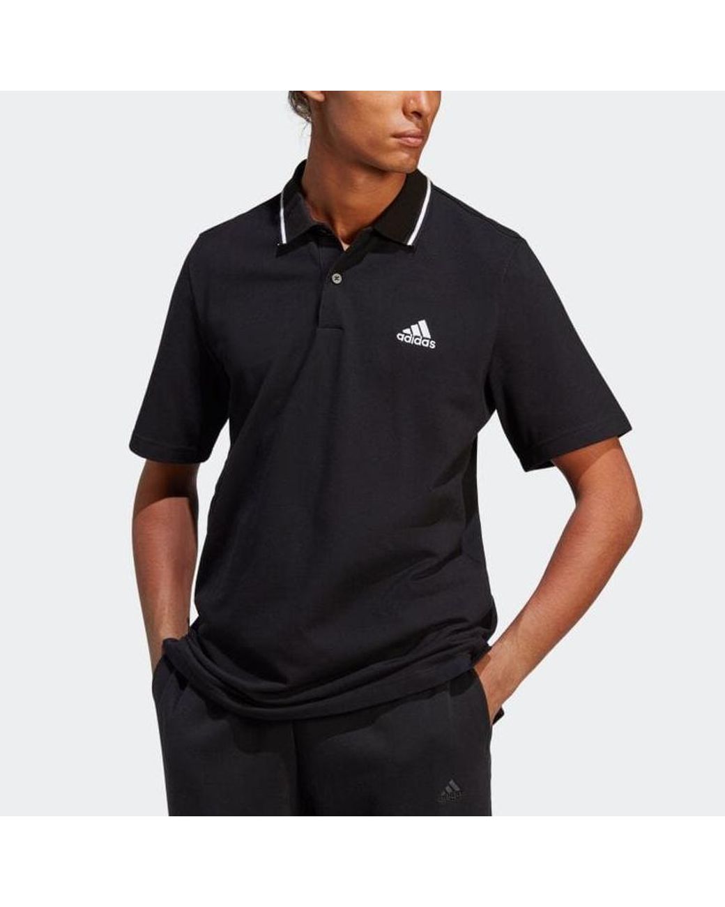 Adidas S Aeroready Essentials Pique Small Logo Polo Shirt Black Small for men