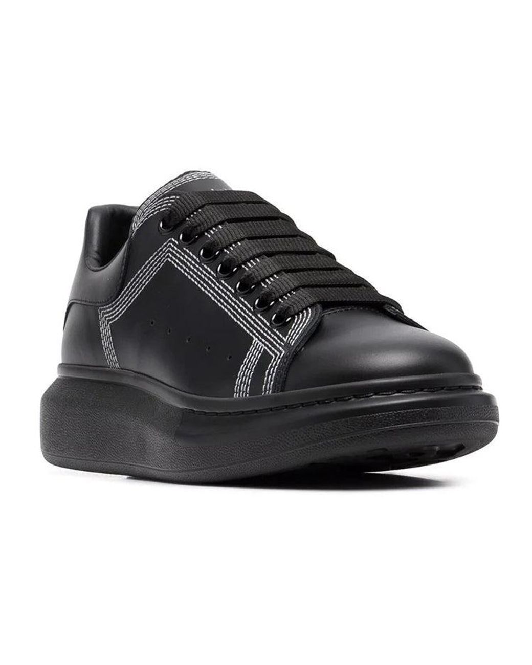 McQueen Black Oversized Sneaker 'Embroidered' for men