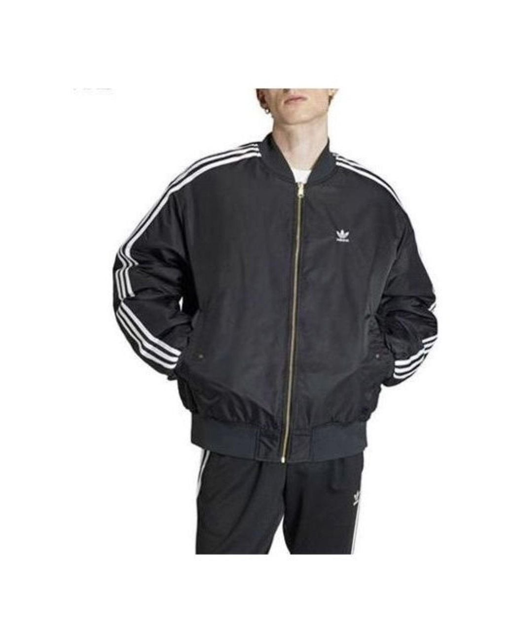 Adidas Black Adilenium Oversized Reversible Bomber Jacket for men