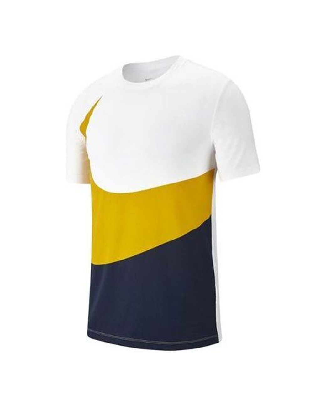 Nike White Large Colorblock Sports Pullover Round Neck Short Sleeve Colorblock for men
