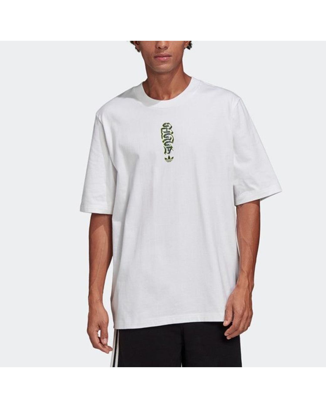 Adidas White Originals Graphic Tee 3 Graffiti Printing Round Neck for men
