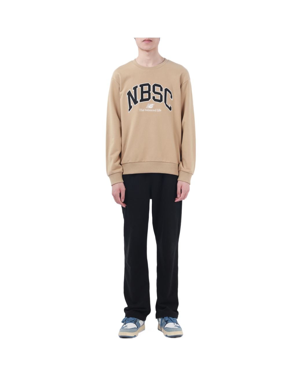 New Balance White Logo Crew Neck Sweaters for men