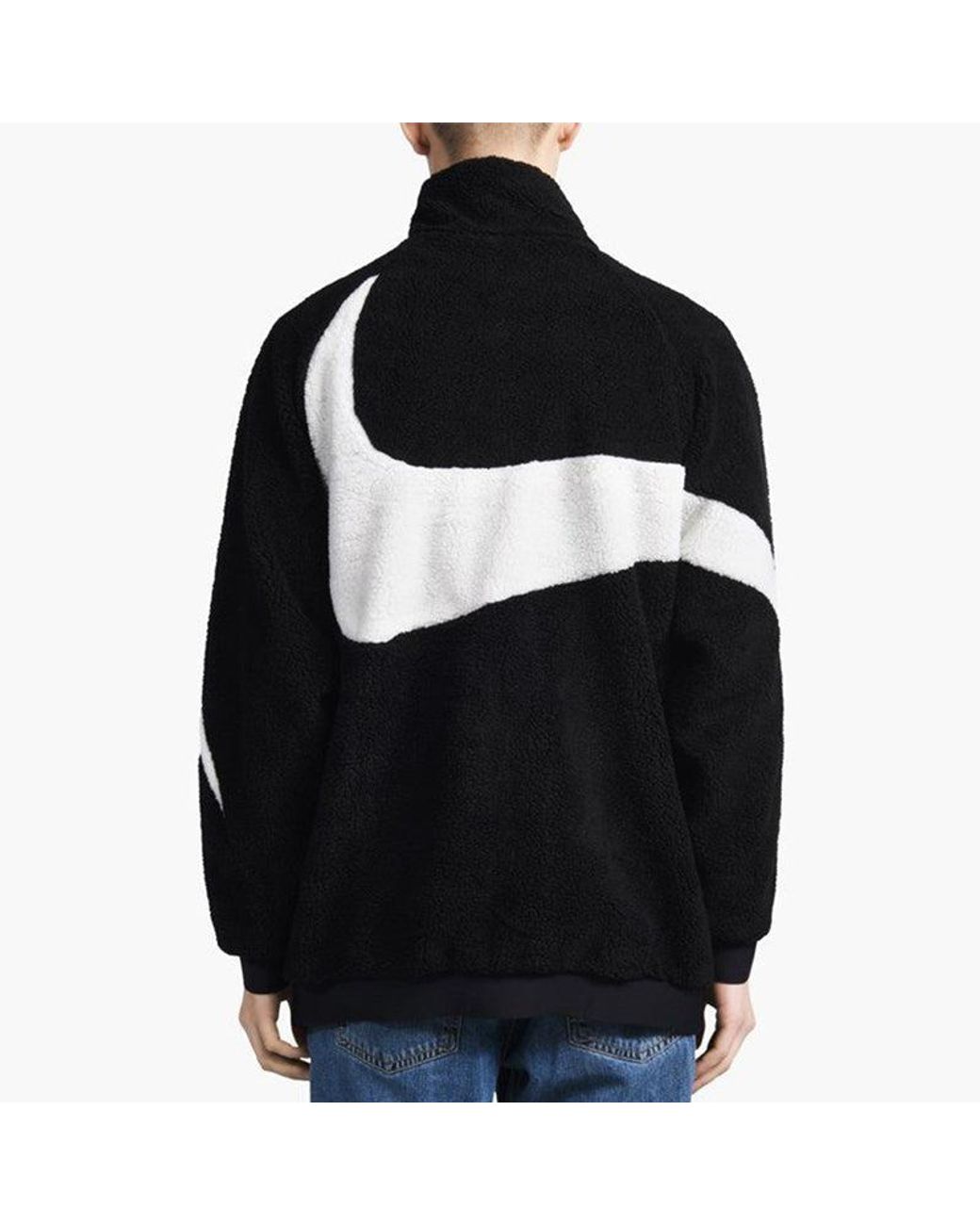 Nike Black Big Swoosh Reversible Boa Jacket Asia Sizing for men