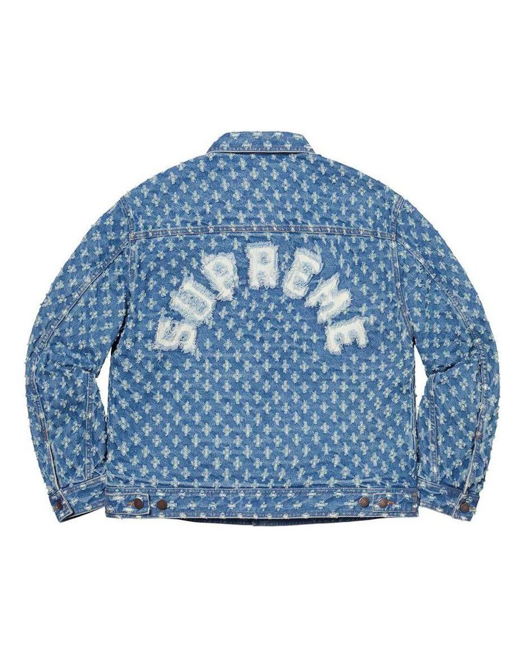 Gジャン/デニムジャケット hole punch denim trucker jacket blue L Supreme Hole Punch Denim Trucker Jacket in Blue for Men | Lyst UK