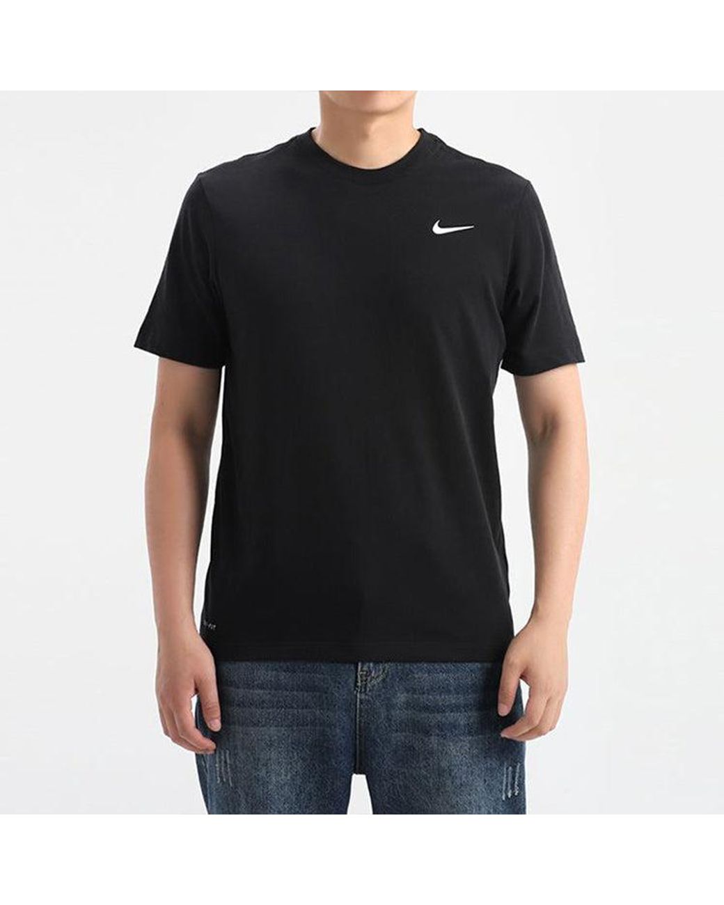 Nike Black Dri-Fit Crew Solid Round Neck Training Short Sleeve for men