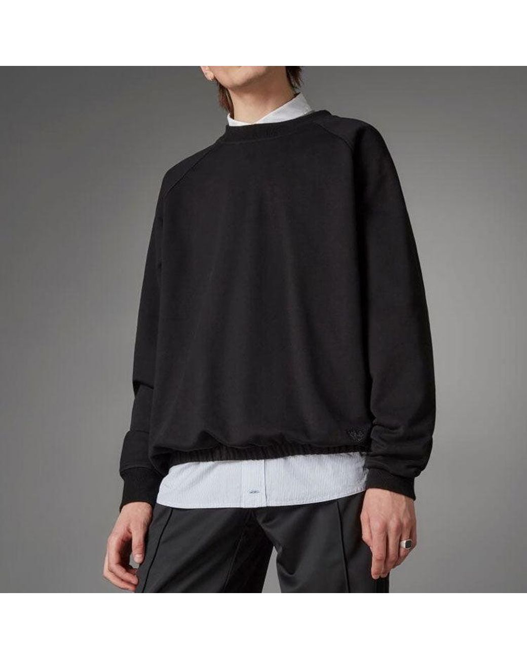 Adidas Black Originals Solid Color Loose Casual Round Neck Pullover for men