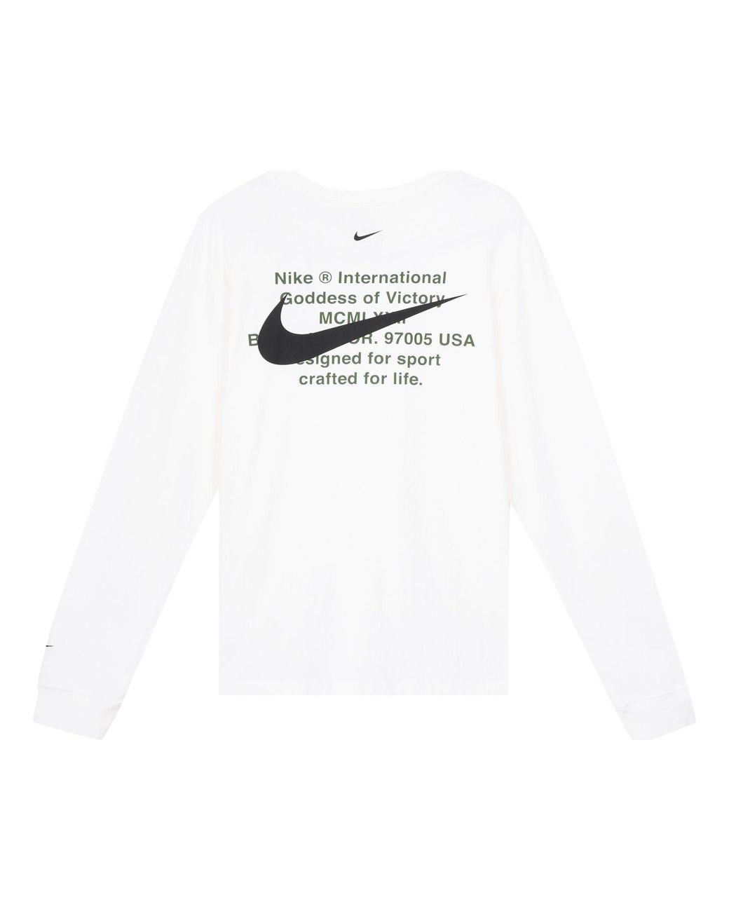Nike White Swoosh Casual Sports Double-Hook Crew-Neck Long Sleeve for men