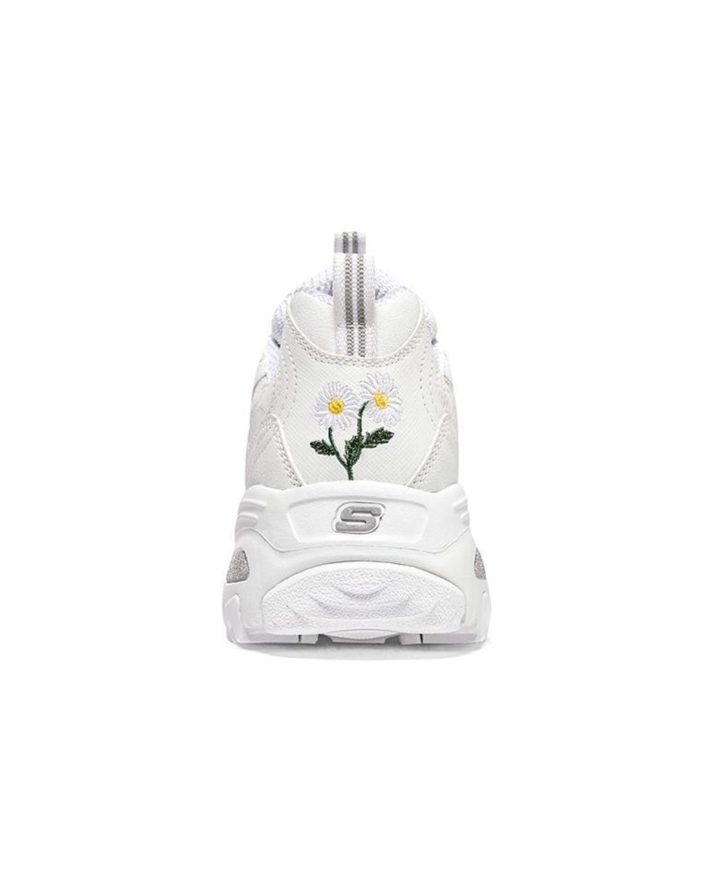 Skechers White (Wmns) D'Lites 1.0 Sneakers