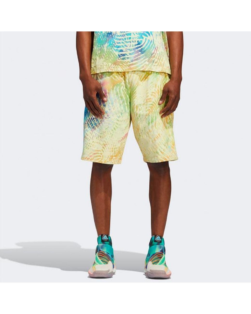 Adidas Yellow Originals X Pw March Madness Print Shorts for men