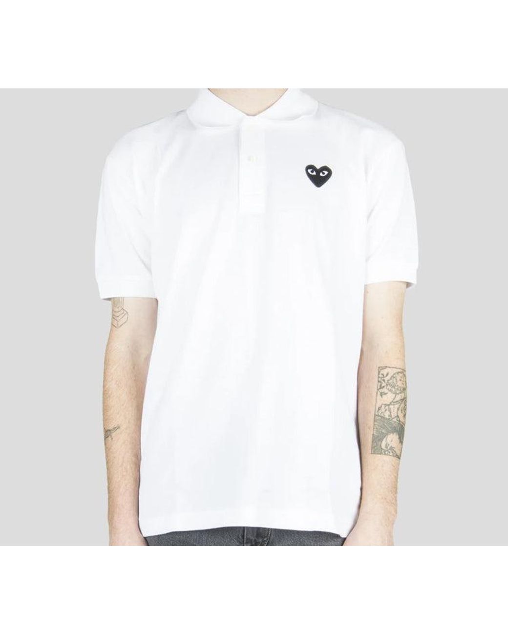 COMME DES GARÇONS PLAY White Polo Emblem for men