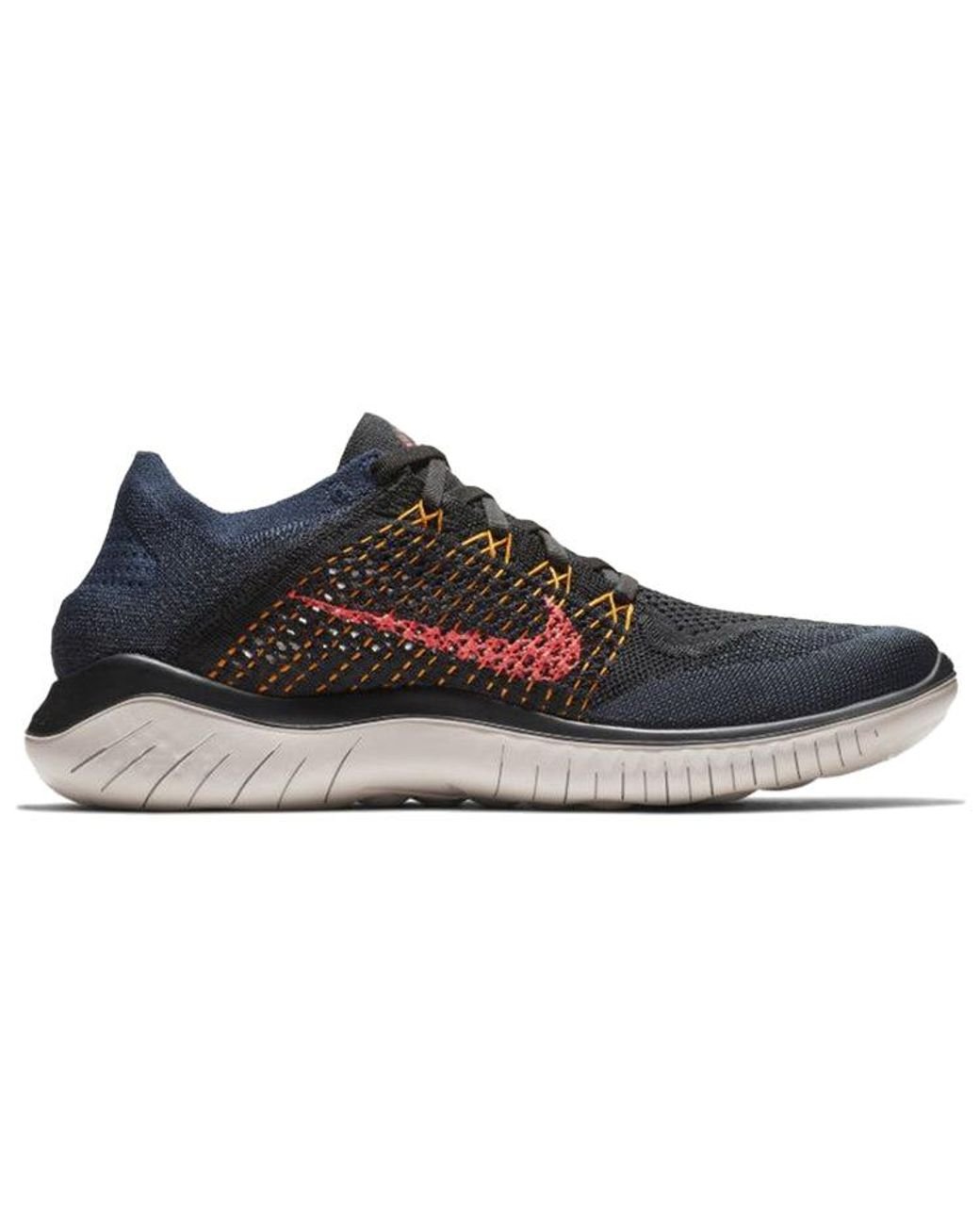 Nike free rn flyknit 2018 black flash crimson orange peel hot sale