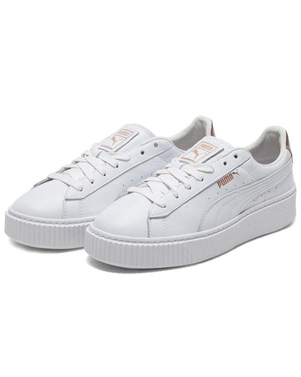 PUMA White (Wmns) Basket Platform Rgh Rose