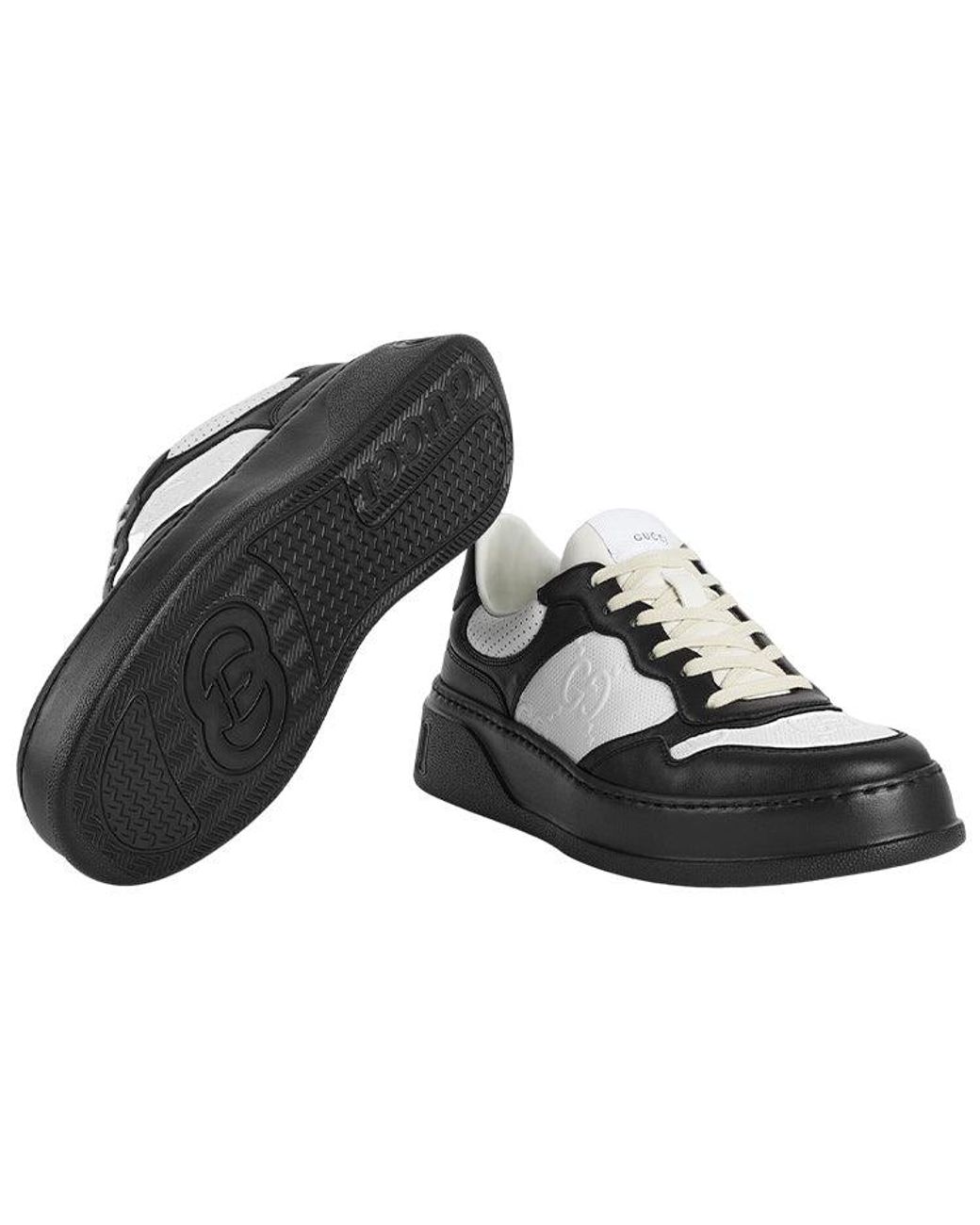 Gucci Black Gg Embossed Lace-Up Sneakers for men