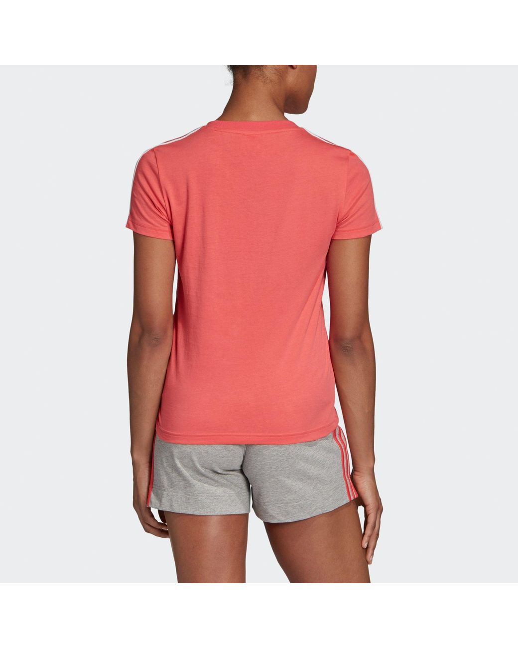 Adidas Pink (Wmns) Essentials 3-Stripes Slim T-Shirt
