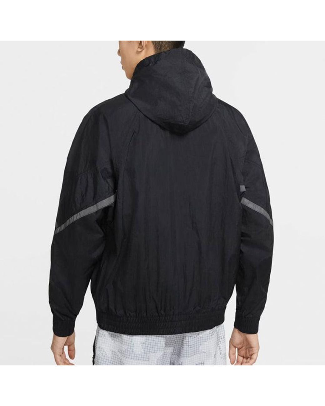 Nike Black Sportswear Windrunner+ Hooded Reflection Jacket for men