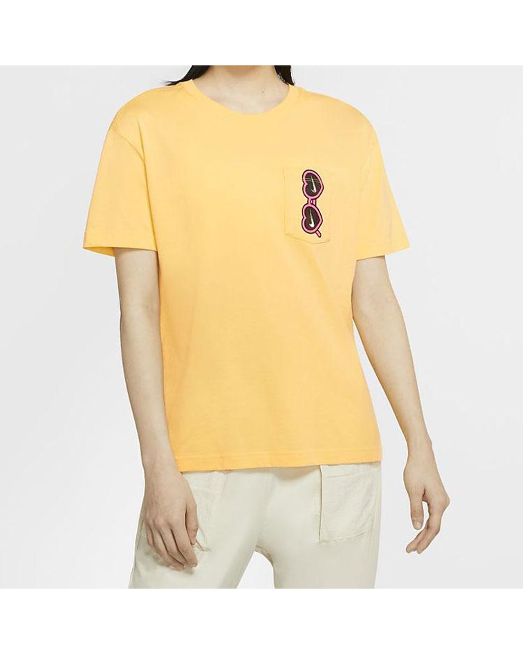 Nike Yellow (Wmns) Sportswear Love Sunglasses Printing Pocket Short Sleeve Washed