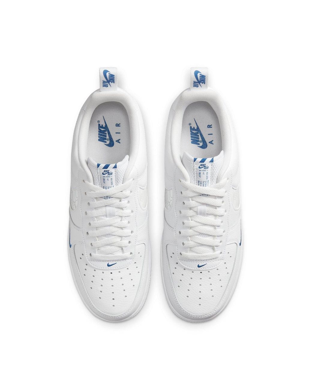 white nike air force 1 blue swoosh
