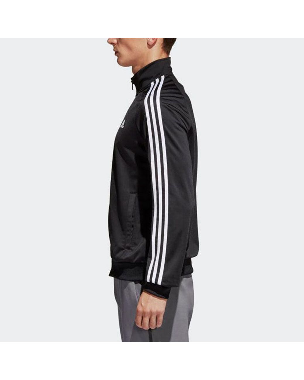 Adidas Black Logo Printing Side Stripe Stand Collar Sports Jacket for men