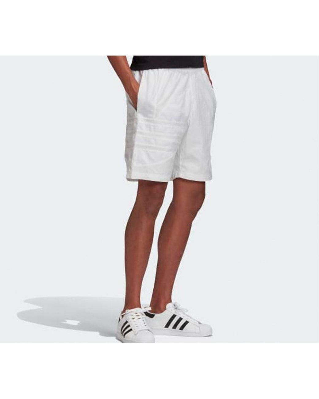 Adidas White Originals Bg Trefoil Ts Large Logo Sports Shorts for men