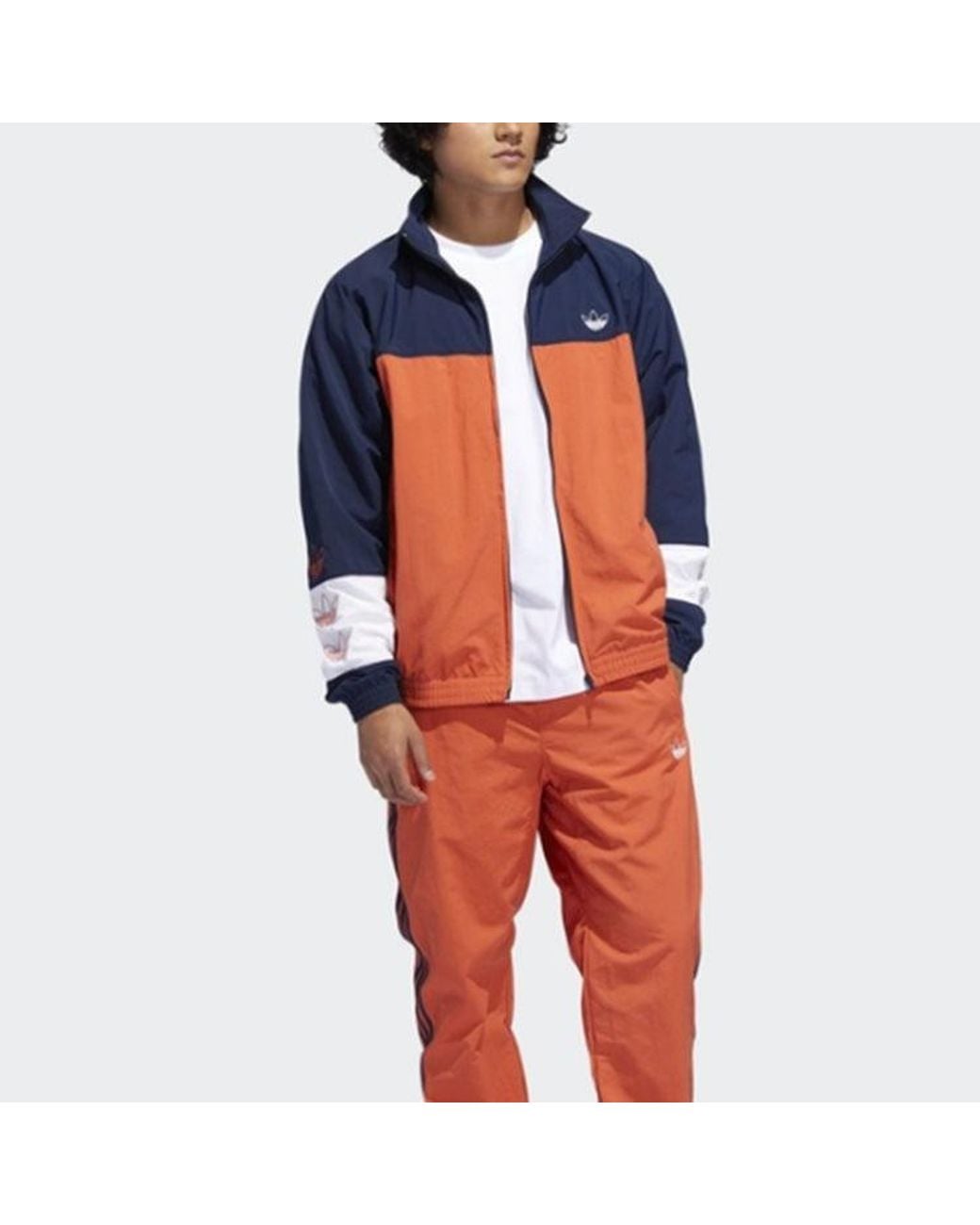Adidas Blue Originals Casual Cozy Stand Collar Jacket Colorblock for men