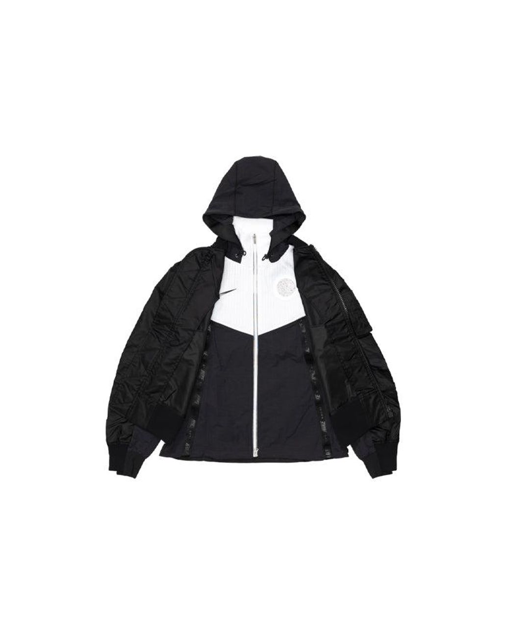 Nike Black X Sacai Double Layer Contrasting Hooded Jacket Asia Sizing for men