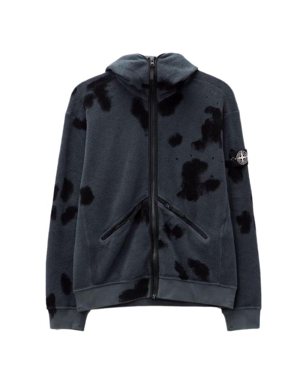 Stone Island Blue Logo Sleeve Zip Jacket for men