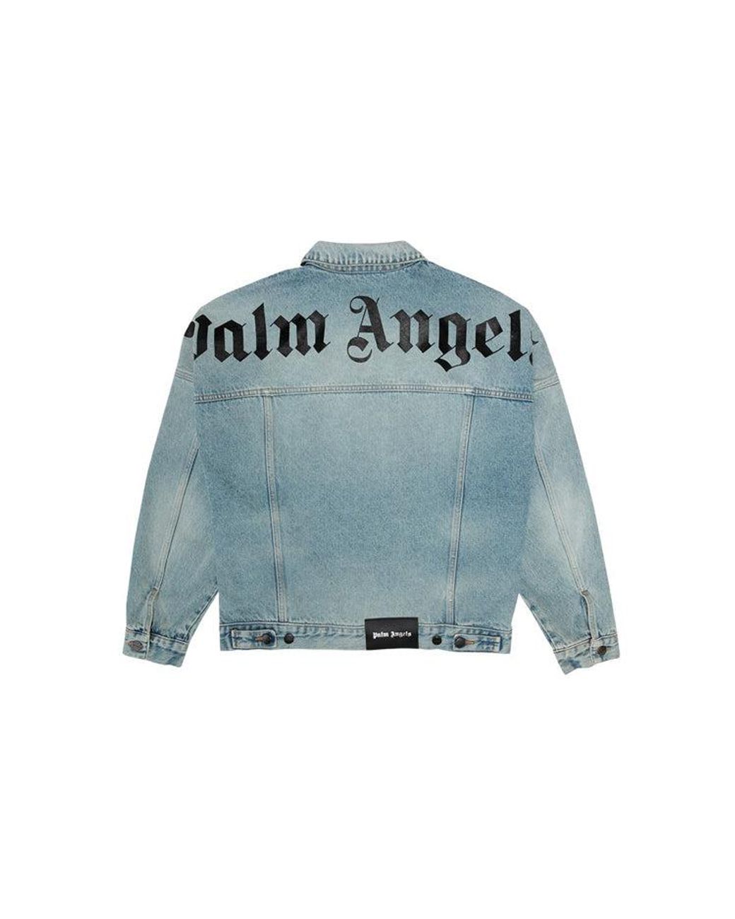 Palm Angels Blue Logo Over Button-Up Denim Jacket 'Light' for men