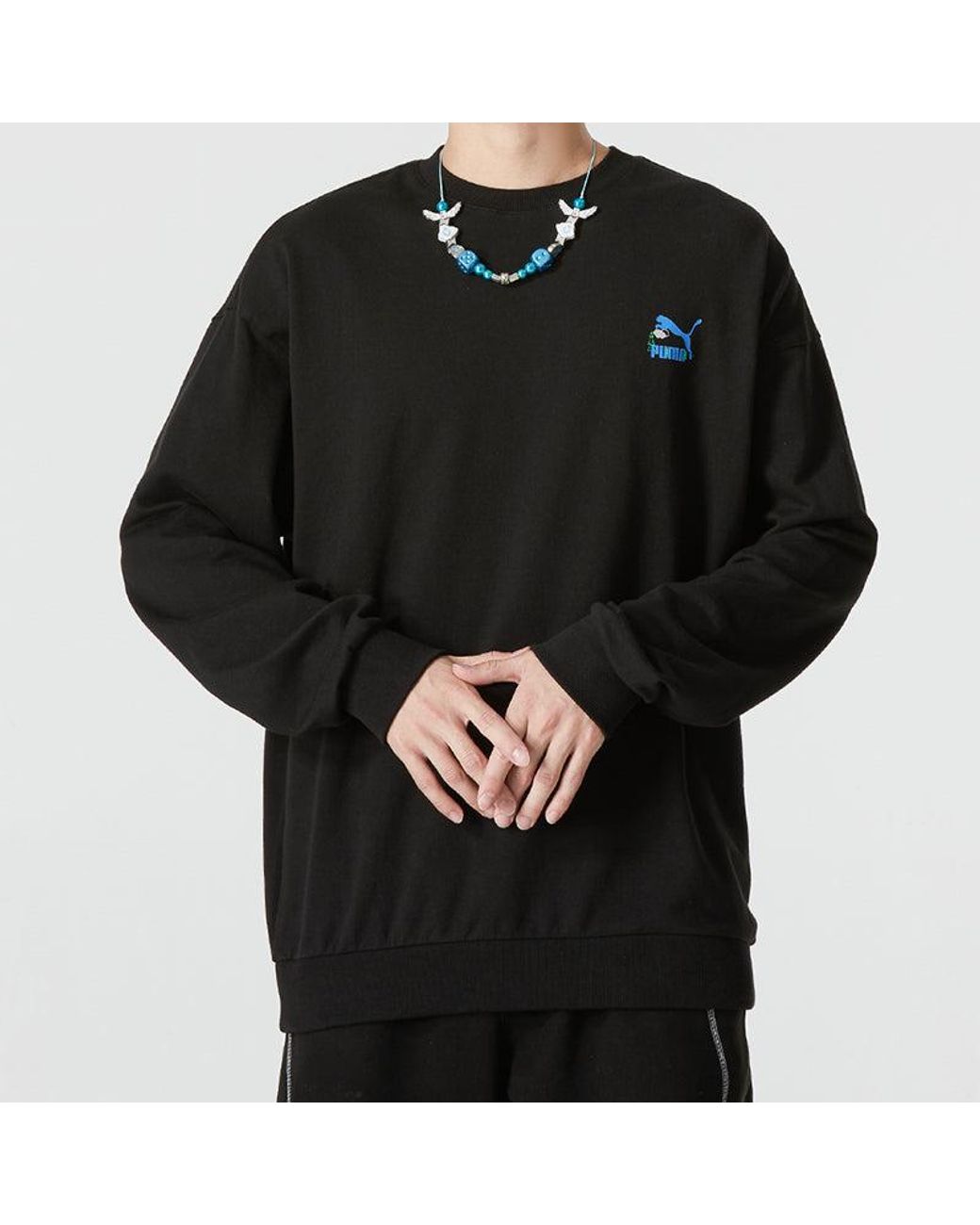 PUMA Black Logo Crew Neck Sweatshirt for men