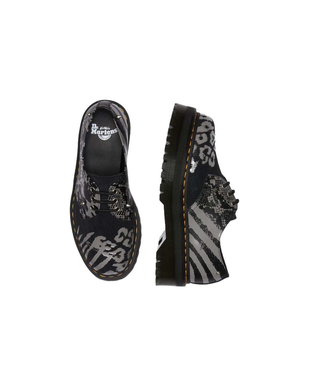 Dr. Martens Black 1461 Animal Clash Leather & Suede Platform Shoes for men