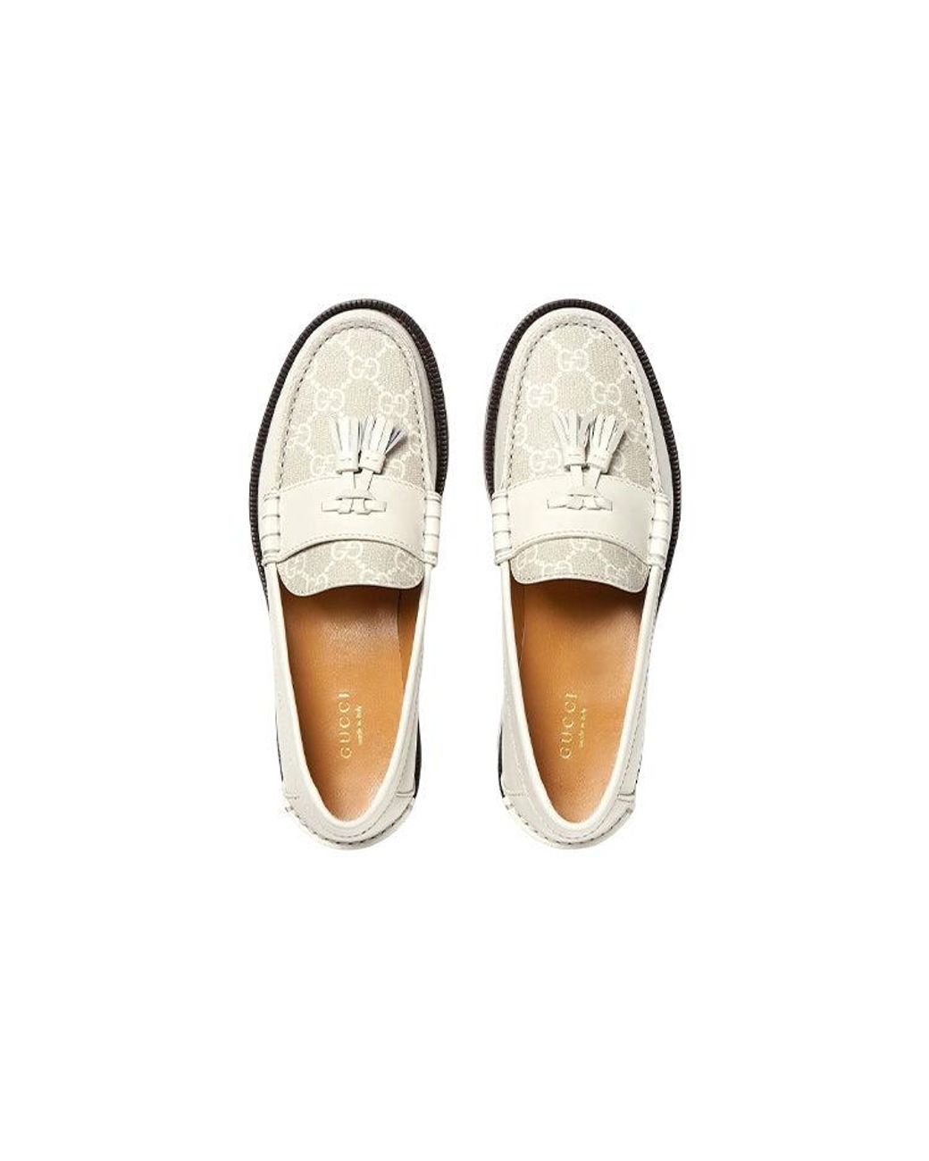 Gucci White (Wmns) Gg Supreme Tassel Loafers