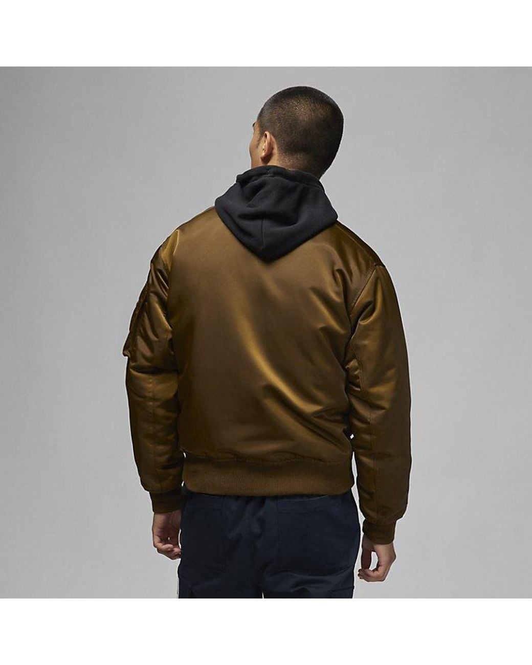 Nike Brown Logo Patch Baseball Collar Jacket 'Kahki' for men