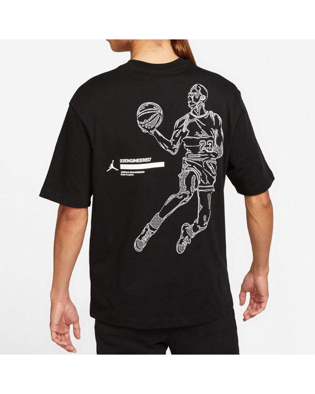 Nike Black 23 Engineered Basketball Sports Printing Round Neck Short Sleeve for men