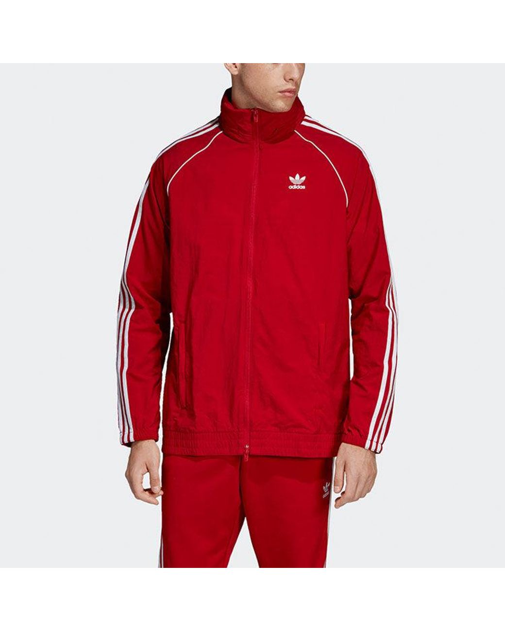 Adidas Red Originals Casual Sports Hooded Jacket for men