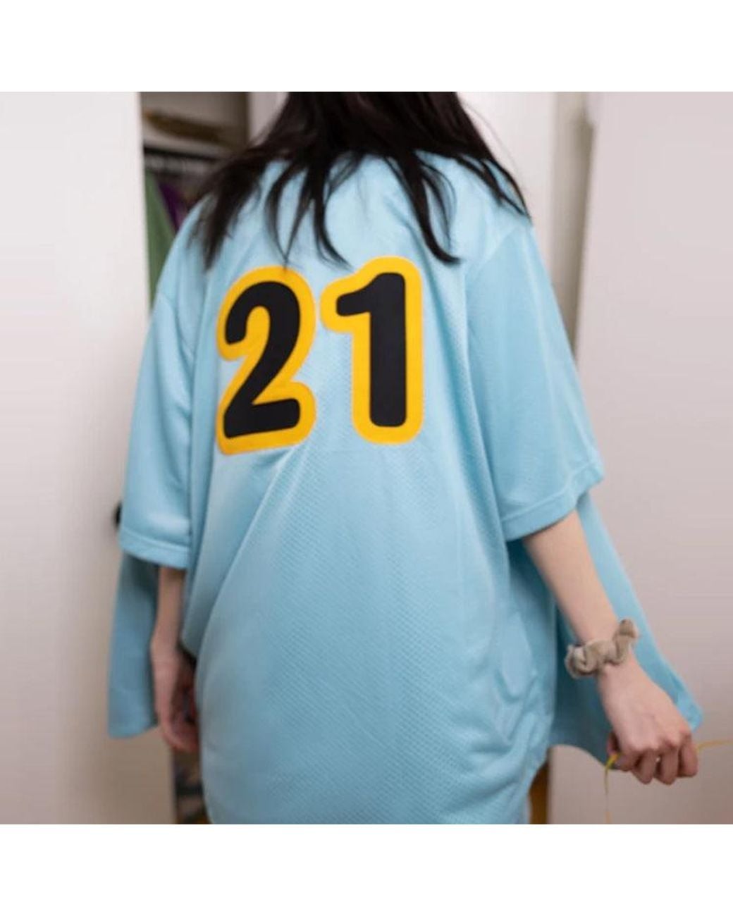 Drew House Blue Mesh Secret Baseball Jersey 'Sea' for men