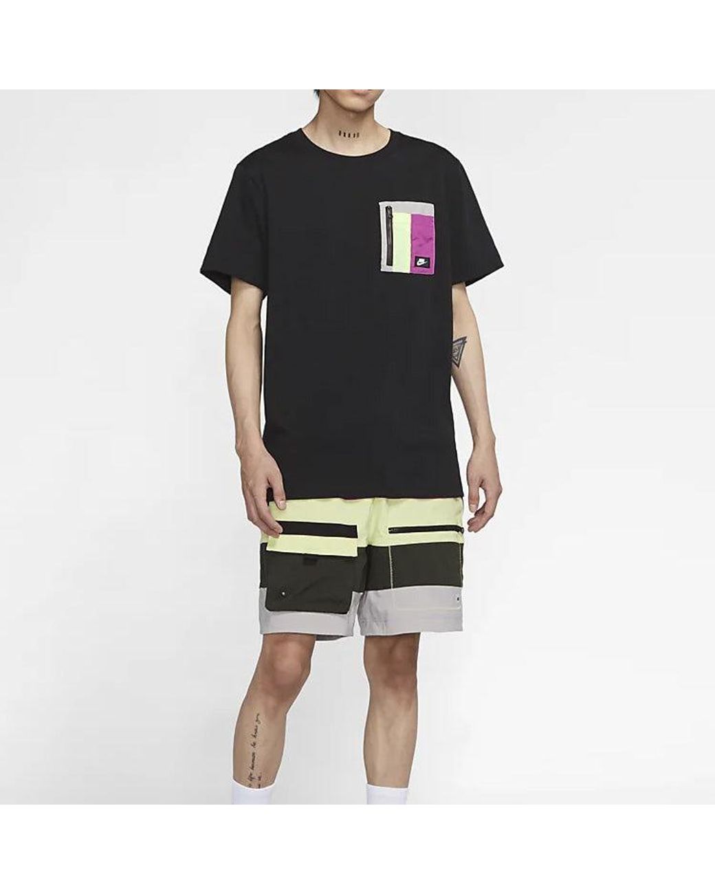 Nike Black Sportswear Zipper Pocket Design Short Sleeve for men