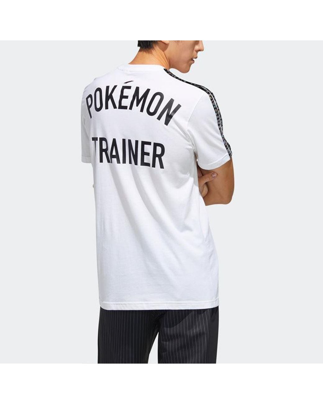 Adidas White Neo X Pokemon Crossover Alphabet Printing Sports Round Neck Short Sleeve for men