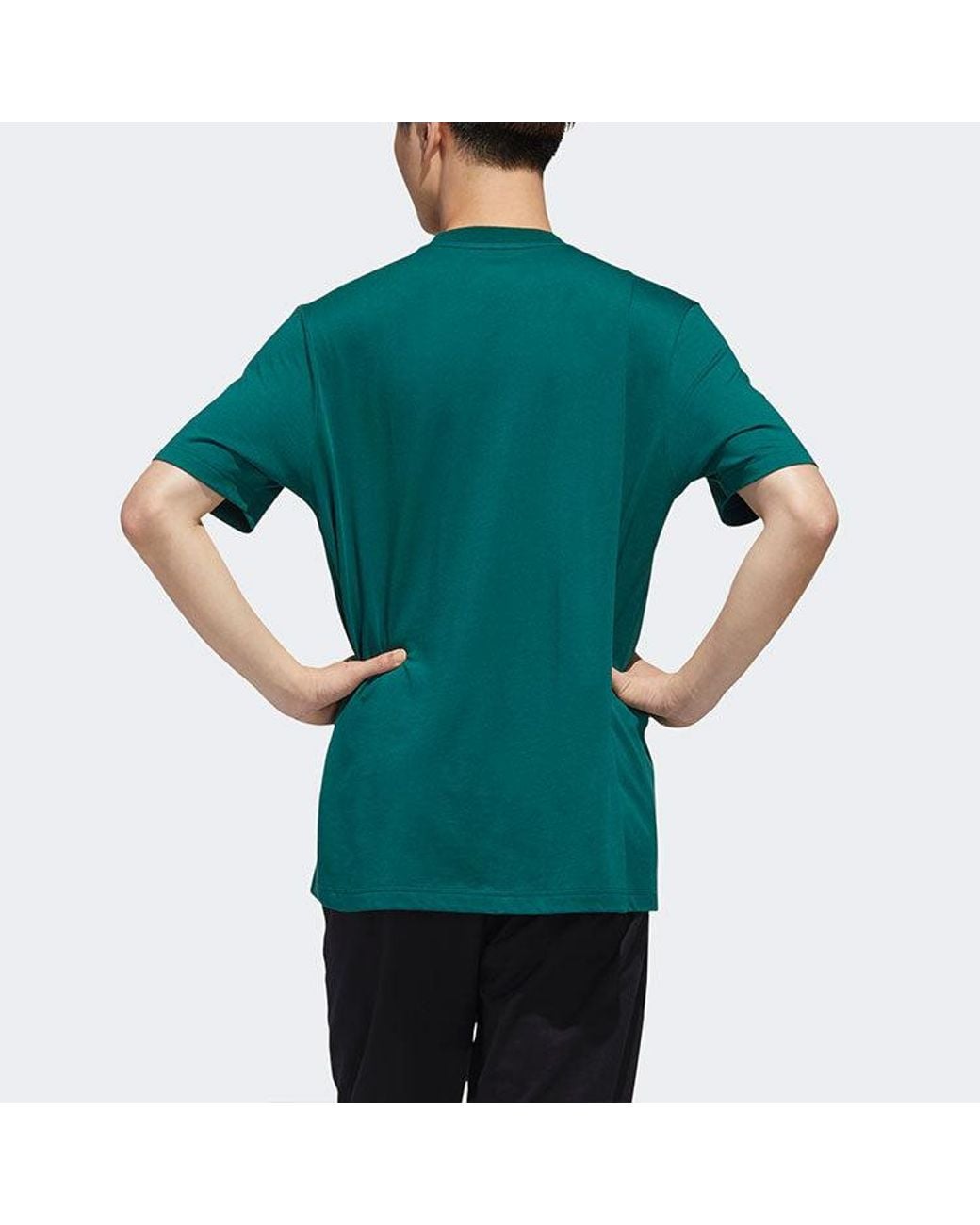 Adidas Green Neo Sports Round Neck Short Sleeve for men