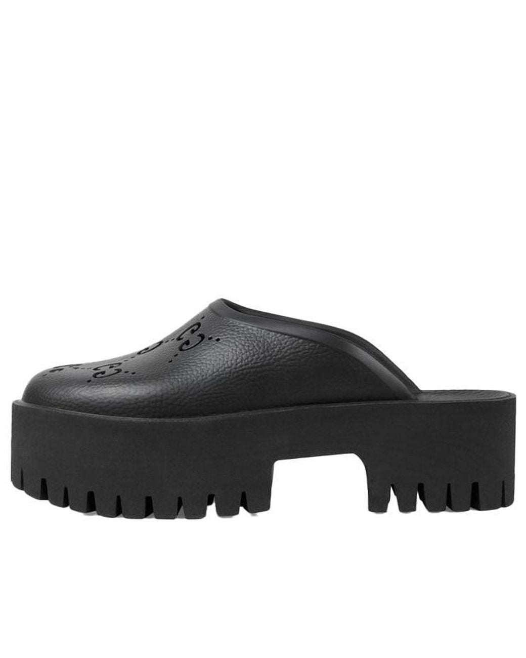 Gucci Black (Wmns) Platform Perforated G Sandal Rubber'