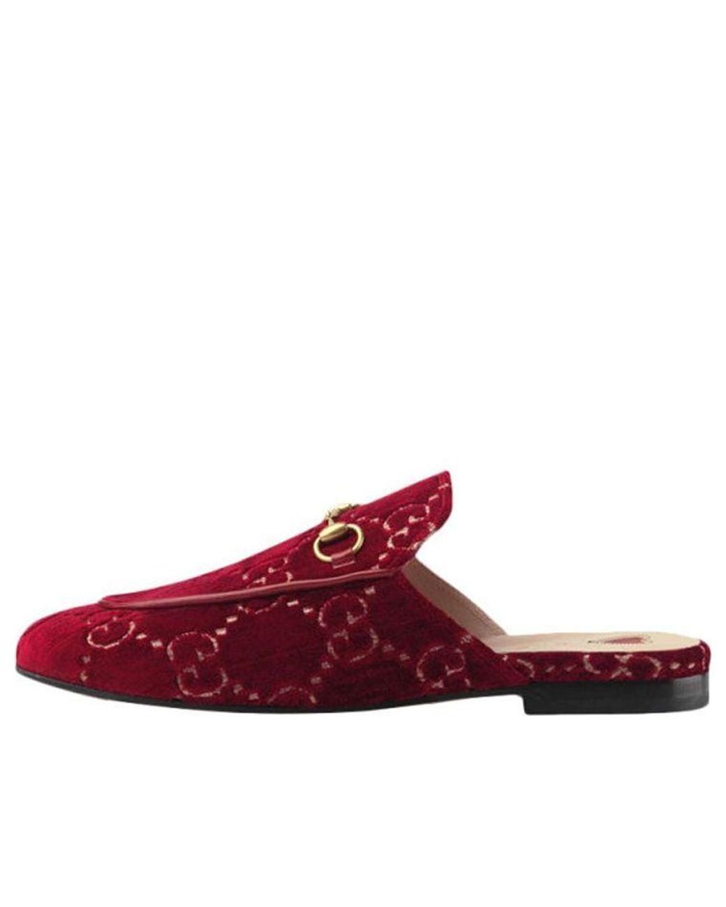Gucci Red (Wmns) Princetown Gg Velvet Mules