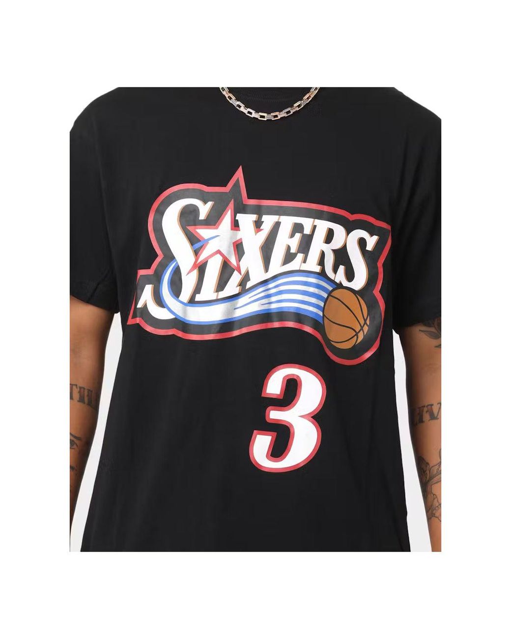 bboy nba シクサーズ ウォーミングアップシャツ 00s 76ers Mitchell & Ness X Nba Philadelphia 76Ers T-Shirt 'Allen Iverson 3