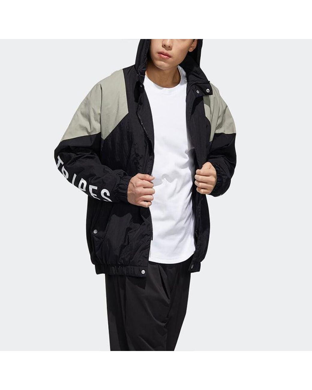Adidas Blue Colorblock Alphabet Printing Casual Jacket for men