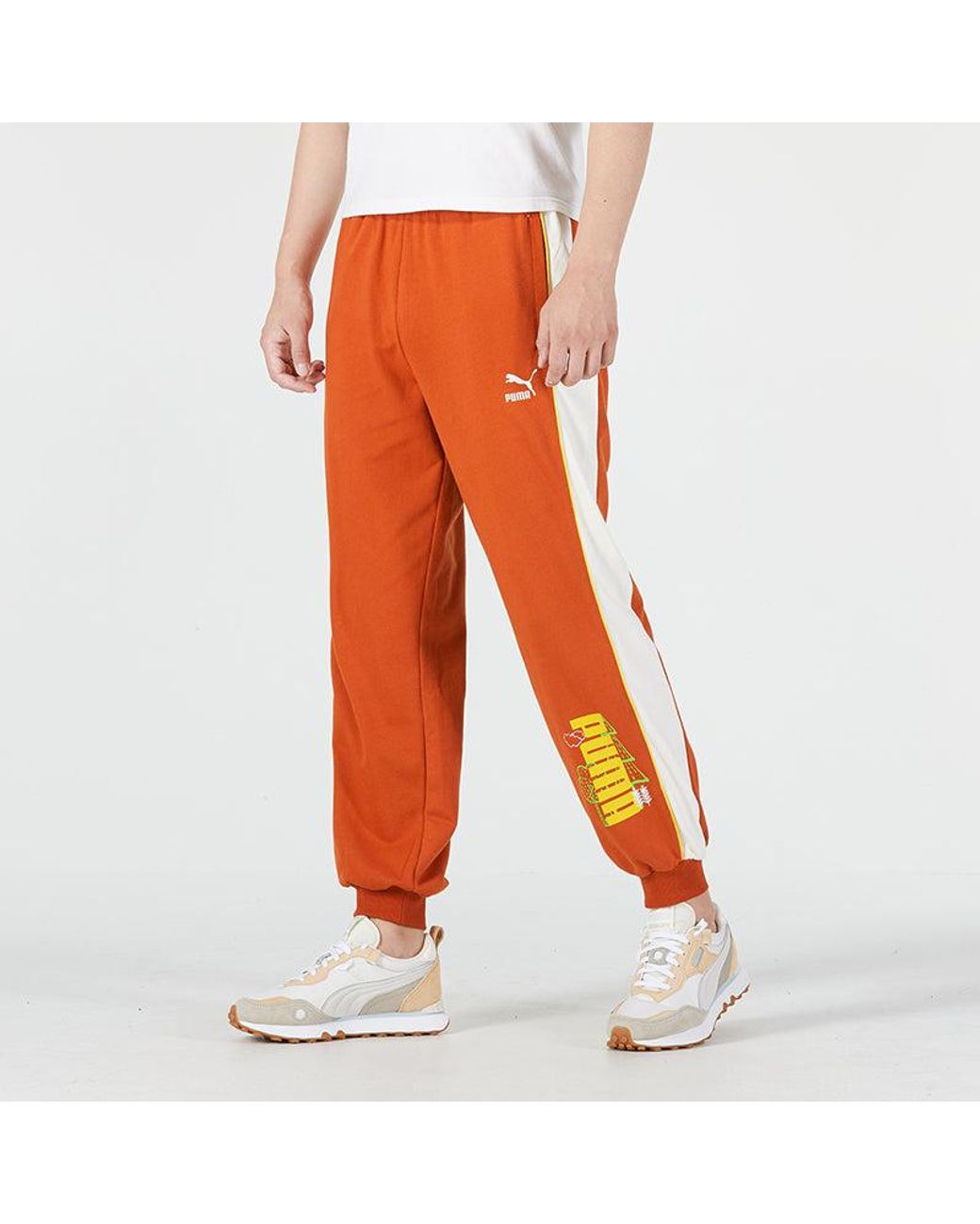 PUMA Orange Ff Knit Pants for men