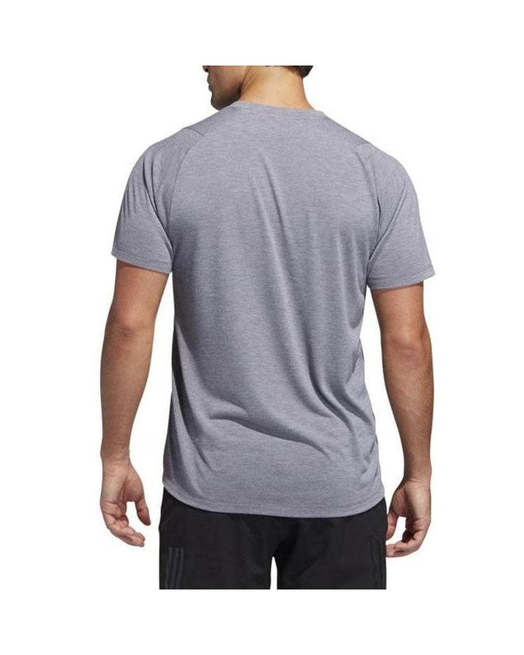 Adidas Gray Solid Color Logo Round Neck Sports Short Sleeve for men