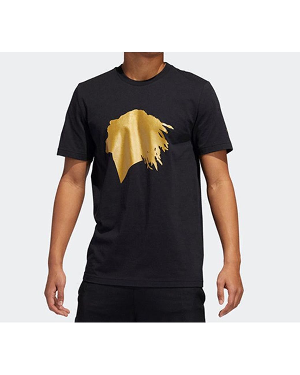 Adidas Black Metallic Rose Printing Basketball Sports Short Sleeve for men