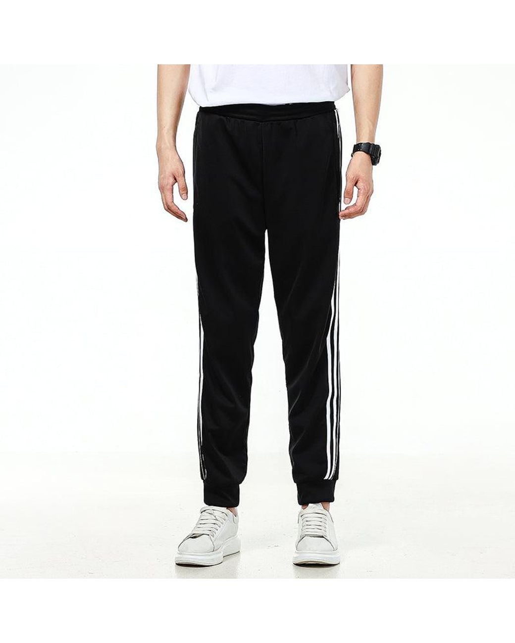 Adidas Black Side Stripe Training Sports Bundle Feet Long Pants for men