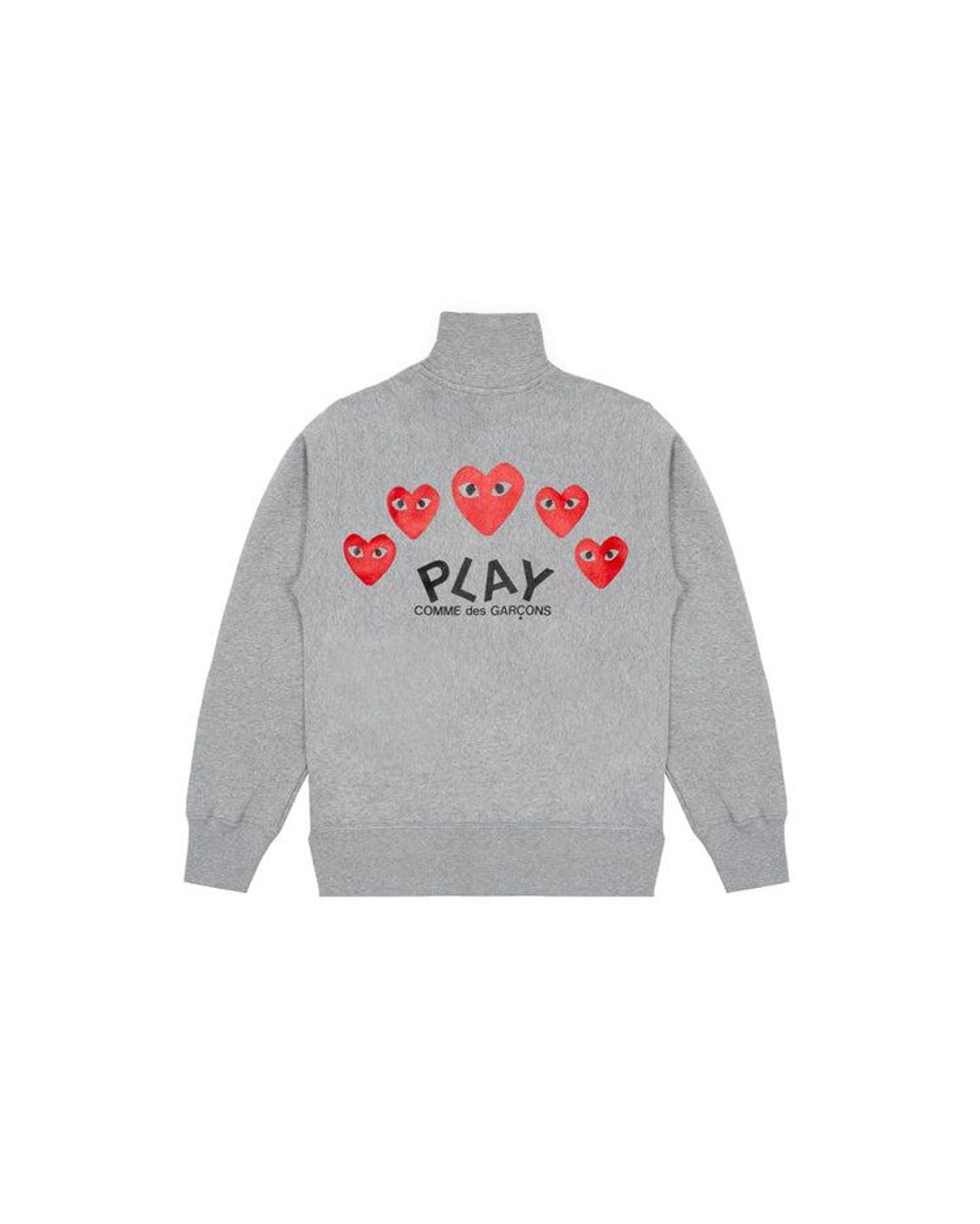 COMME DES GARÇONS PLAY Gray Zip Up Crewneck Sweatshirt for men